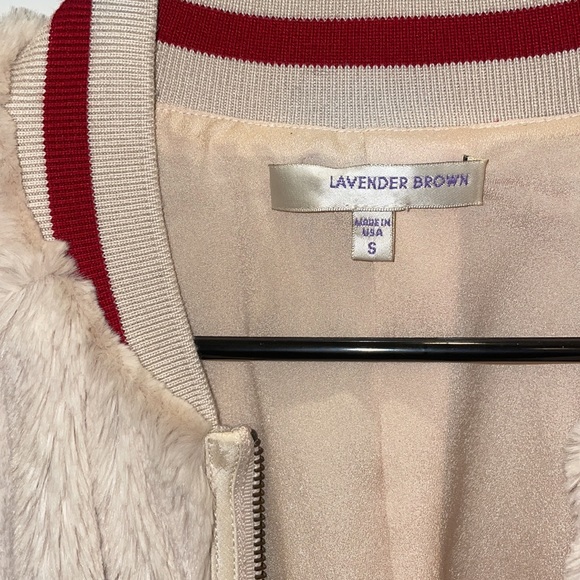 Lavender brown bomber faux fur jacket - Picture 2 of 2